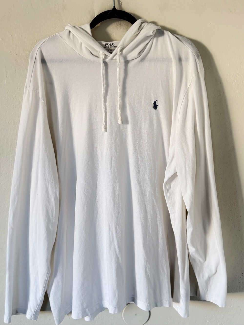 Polo by Ralph Lauren White Hooded Long Sleeve Tee with Navy Pony